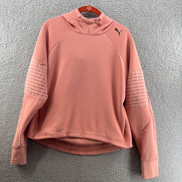 Puma Hoodie Evo Stripe Sweatshirt Pullover  Moisture Wicking Peach Size Large - Picture 1 of 12